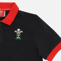 Welsh Rugby 2020/21 Black Piquet Cotton Children's Polo Shirt From The Fans Collection -Boutique Jersey Discount Store 58195689 03