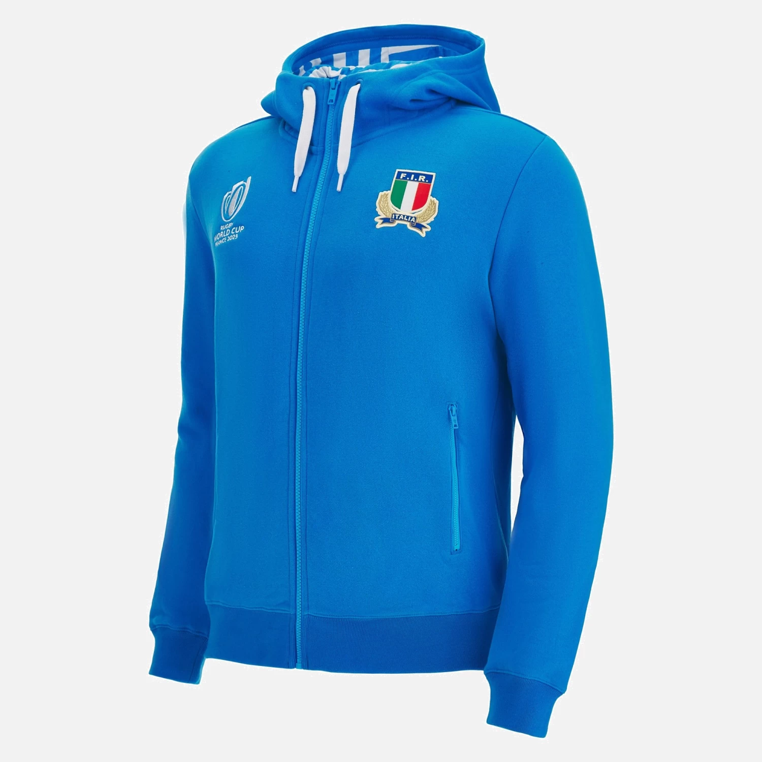 Rugby World Cup 2023 Italia Rugby Adults' Full Zip Cotton Hooded Sweatshirt 1 Rugby World Cup 2023 Italia Rugby Adults' Full Zip Cotton Hooded Sweatshirt